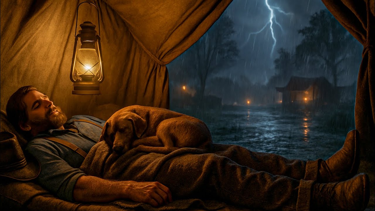 Peaceful Thunderstorm Night — Arthur Morgan & Dog Sleeping in the Camp Tent|RDR2 ASMR 