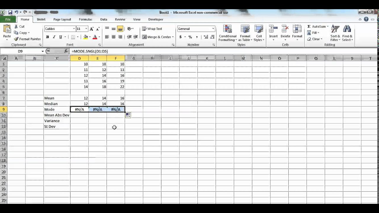 Excel demonstration of descriptive statistics - YouTube