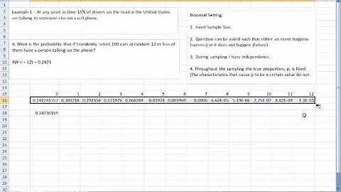 binomial excel ti less than
