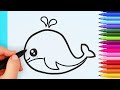 How to draw a whale easy | Drawing and coloring whale