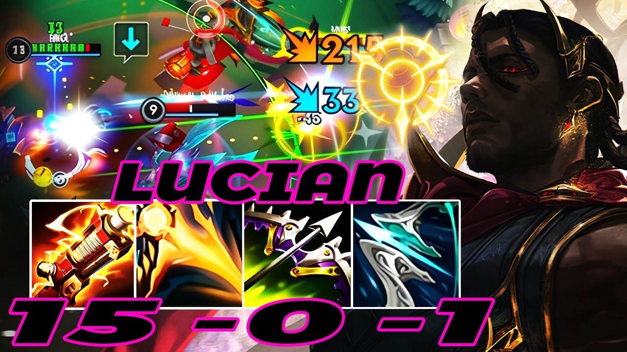 WILD RIFT LUCIAN ADC GAMEPLAY | 15 -0 -1 MVP | LUCIAN BUILD RUNES