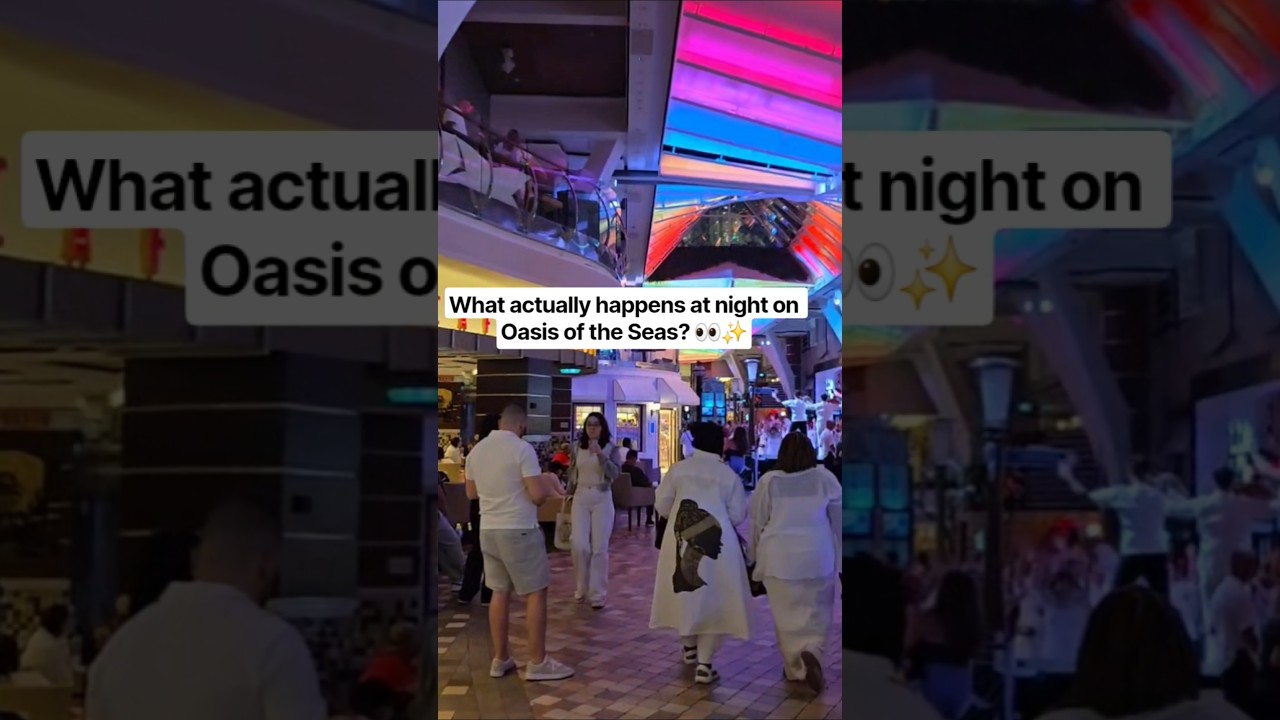 Oasis of the Seas Promenade. Have you experienced a White Night party on a cruise yet? Subscribe :)