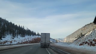 Driving Across Wyoming On I-80 During Winter Hyperlapse