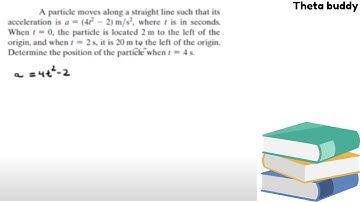 A particle moves along a straight line such that its acceleration is a = (4t^2 - 2) m/s^2,