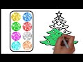 How easy is it to draw a Christmas tree? learn colors. glitter
