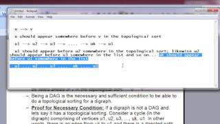 Topological Sort - Proof for Necessary and Sufficient Condition - DAG