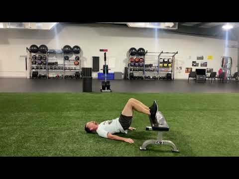 Glute Bridge w Heels into Bench