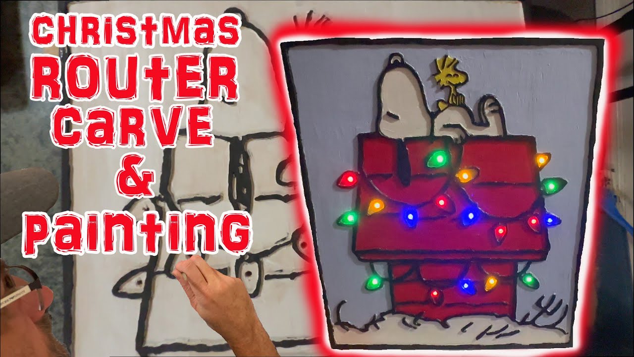 Snoopy Router Carve & Painting Lighting Up Picture on Cedar Woodworking ...