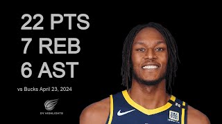 Myles Turner vs Bucks 22 pts 7 reb 6 ast | April 23, 2024 |