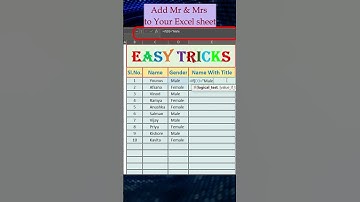 Add Mr. & Mrs. Automatically in Excel | Simple Formula Trick 🔥 #ExcelTips #trading #excel #love