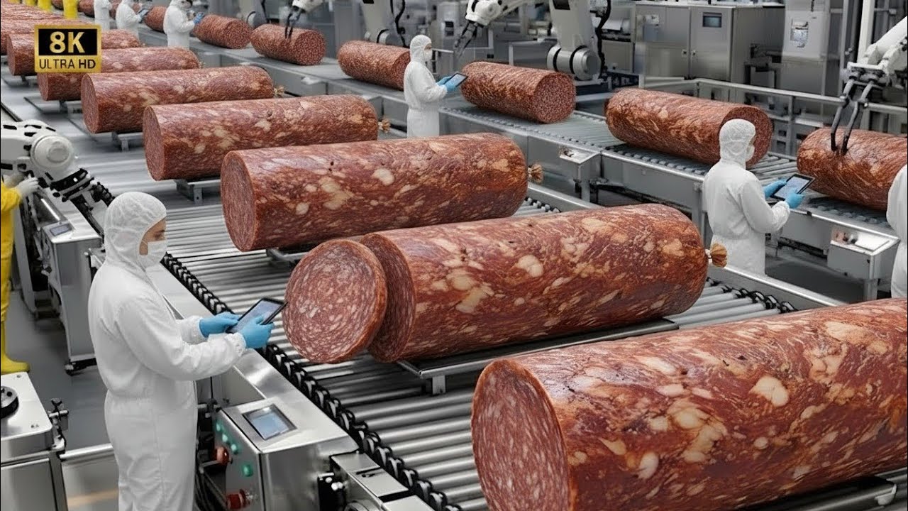 Inside Pepperoni Sausage Factory | How Pepperoni Is Made Step by Step