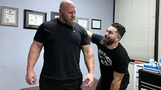 STRONGEST MAN IN HISTORY: NICK BEST gets his shoulder hammered by Chiropractor