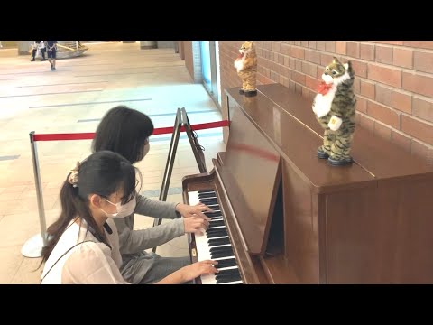 【ストリートピアノ】ももばたの二人と即興連弾ピアノセッション！