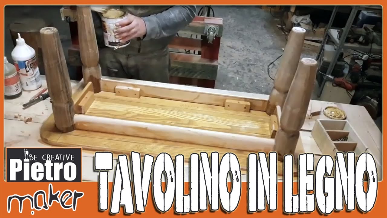 Tavolino salotto legno massello di Gelso fatto a mano.