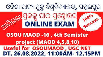 OSOU MAOD 16 PROJECT QUESTIONS AND ANSWER  26.08.2022