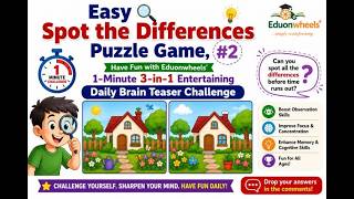 Easy Spot the Differences Puzzle Game, #2 – A 1-Minute 3-in-1 Entertaining Brain Teaser Challenge screenshot 1