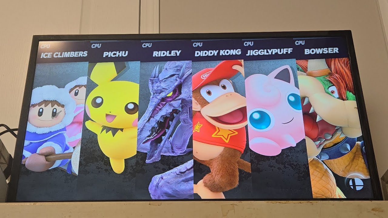 Ice Climbers vs Pichu vs Ridley vs Diddy Kong vs Jigglypuff vs Bowser ...