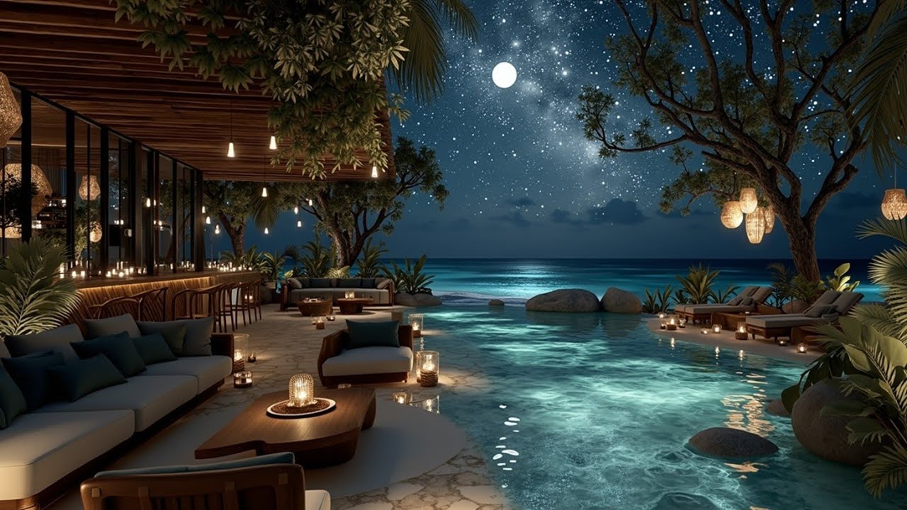 Тропическая Ночь Релакса | Роскошный Лаунж Под Звездным Небом | Расслабляющая Пляжная Атмосфера