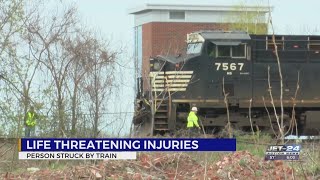 One hospitalized with life-threatening injuries after reportedly being hit by train