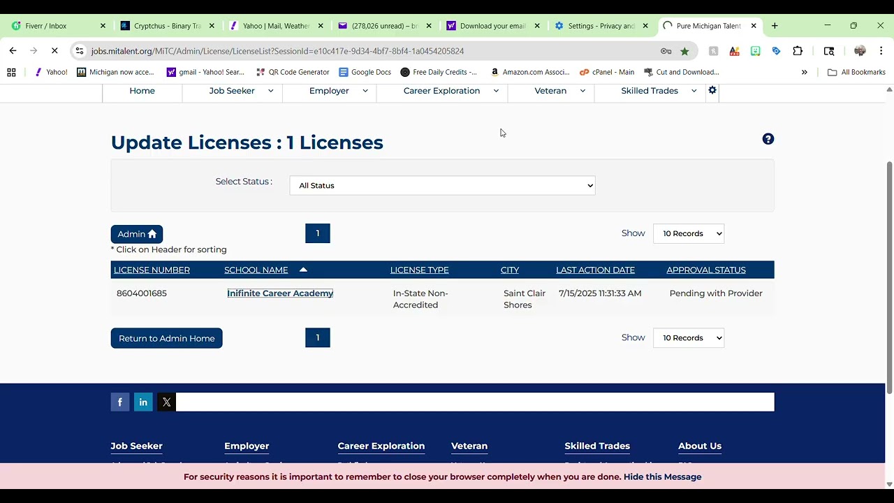 Pure Michigan Talent Connect   Menu   Google Chrome 2025 09 04 09 18 06