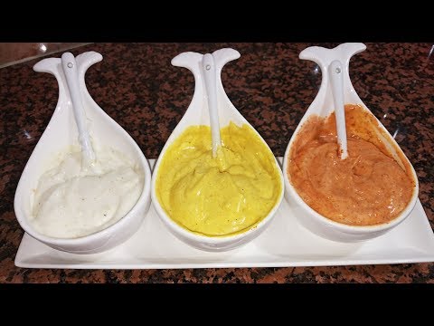 أروع ثلاث صلصات عجيبة بدون بيض بدون مايونيز للشاورما التاكوس و السندويتشات