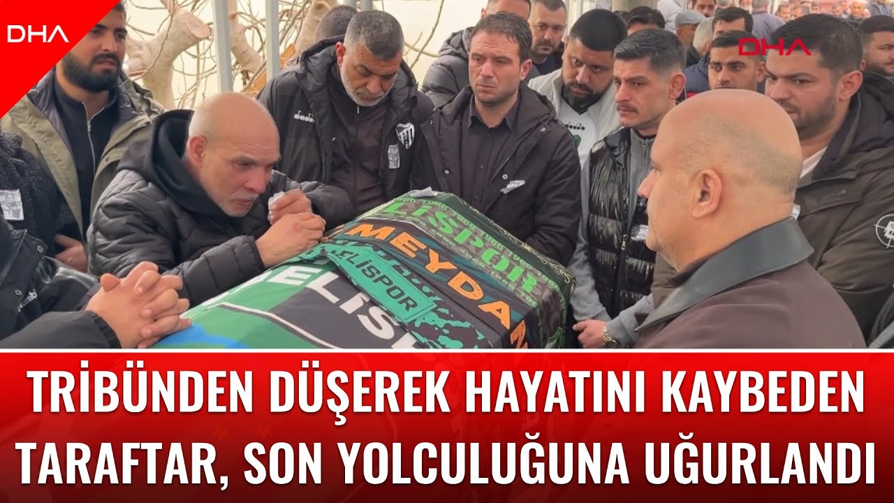 Tribünden düşerek hayatını kaybeden taraftar, son yolculuğuna uğurlandı