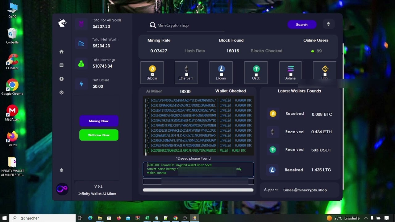 How to find Lost Bitcoin SEED PHRASE  with infinity wallet ai miner software