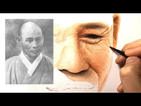 <strong>만해</strong> <strong>한용운</strong> 수채화로 컬러 복원. Realism portrait painted in watercolor