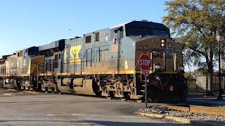 CSX 5387 Leads CSX M693 3 Engines Manifest Through Downtown Augusta 