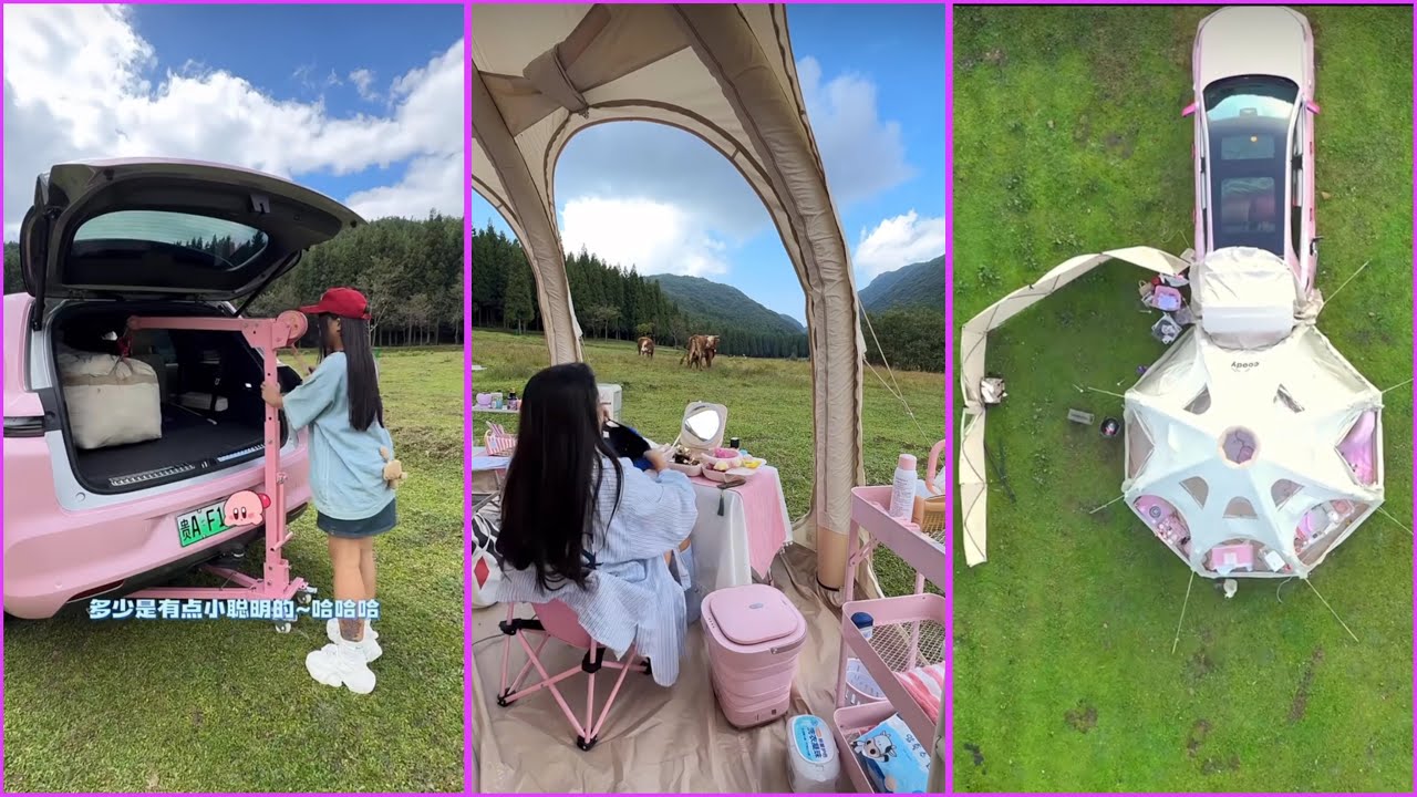 Immersive Bed Car Camping 🎀 | Luxury Villa & Outdoor Tram Adventure✨