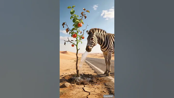 Zebra saved the apple tree by watering it 🦓😭 #trend #ai #zebra #save #apple