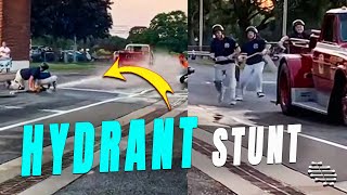 4 Men Pull a Hydrant Stunt as One Put on a Nozzle and Hit a Target to Stop the Clock