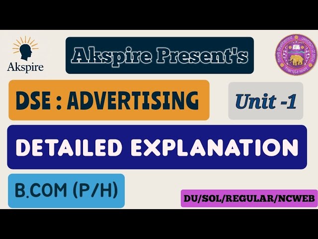 Advertising Unit-1 Detailed Explanation | Bcom (H/P) | Delhi University Sem 5/6 #delhiuniversity #du
