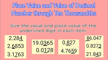 Place Value and Value of Decimal Number through Ten Thousandths