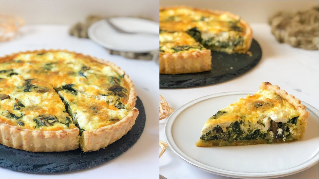 كيش السبانخ و الفطر بعجين  المعتمد عندي و لي لقا نجاح كبير Quiche épinards et champignons