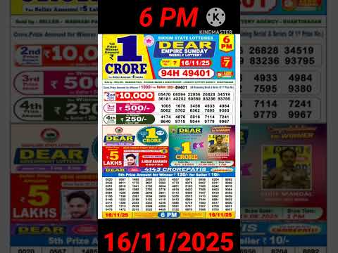 Nagaland Lottery Result Date 16 11 2025 6PM