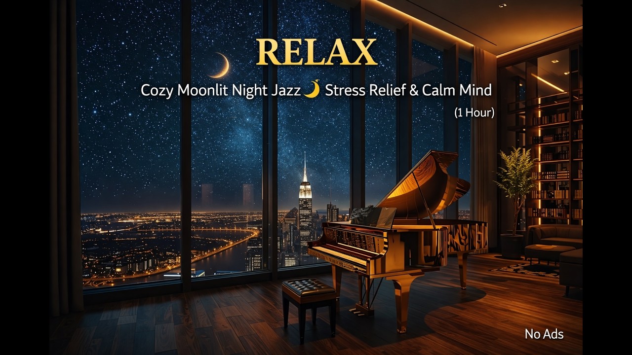 Relaxing Piano Music | Cozy Moonlit Night Jazz 🌙 Stress Relief & Calm ...