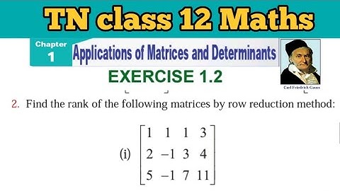 TN 12 Maths Exercise 1.2 Q.No.2 sub i Applications of Matrices and Determinants