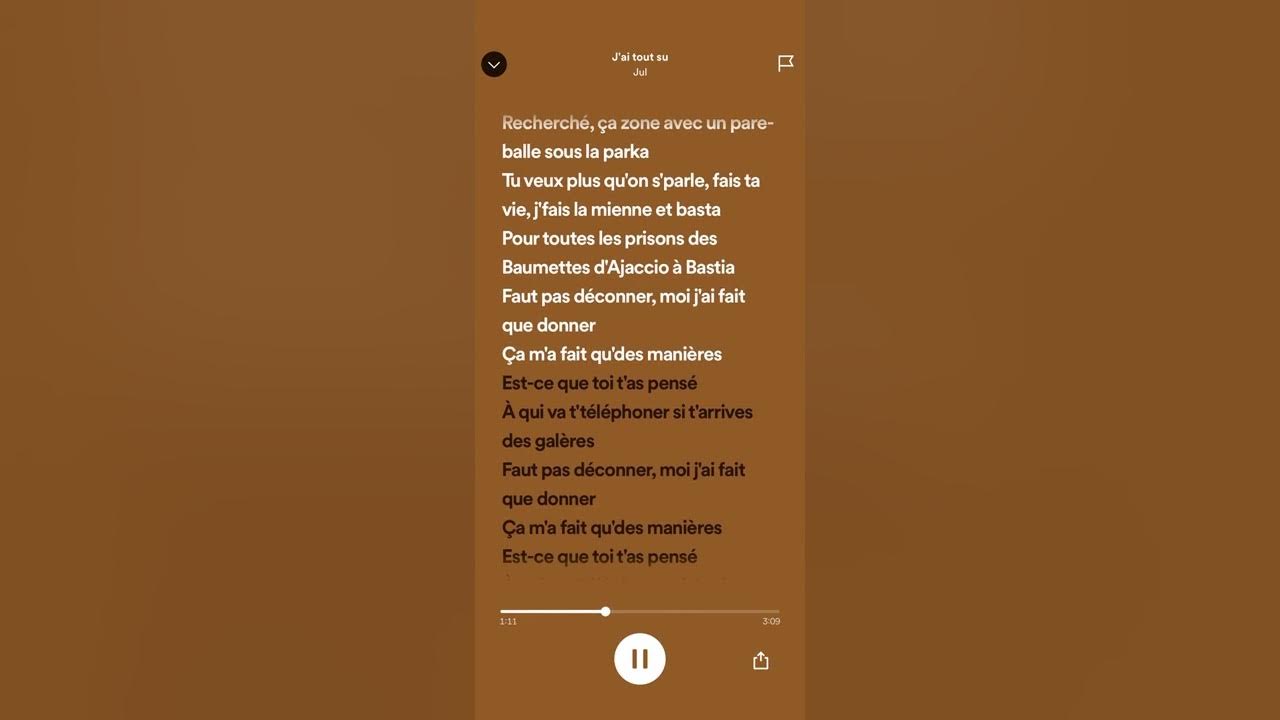 Jul J Ai Tout Su Parole Jul - J'ai tout su Paroles. - YouTube