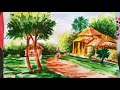 Simple watercolor landscape painting for beginners  art by sukanta