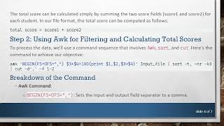 Using Awk to Filter and Sort Student Records by Total Score
