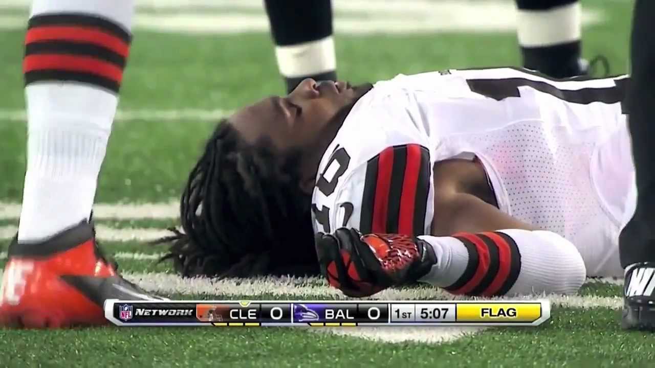 Josh Cribbs Gets KOd versus Ravens 9/27/12 HD YouTube