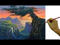 Landscape Acrylic Painting in Time-lapse / Overlooking Old Tree