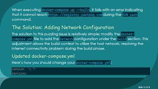 Fixing No Internet Access Issue in Docker-Compose Build Process