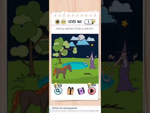 Brain Test Level 160 horsy wishes to be a unicorn Walkthrough