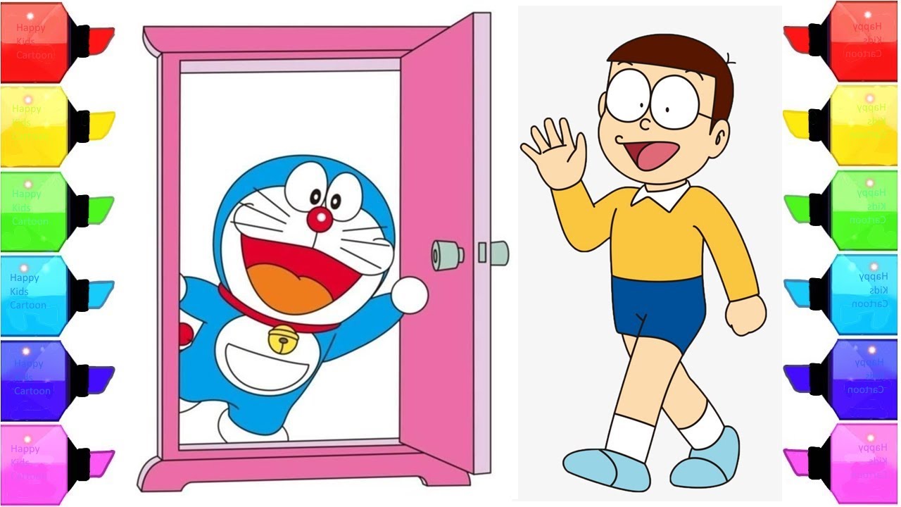Download Coloring For Baby Say Hello To Doraemon And Nobita Nobi - Doraemon Coloring Book For Kids - YouTube