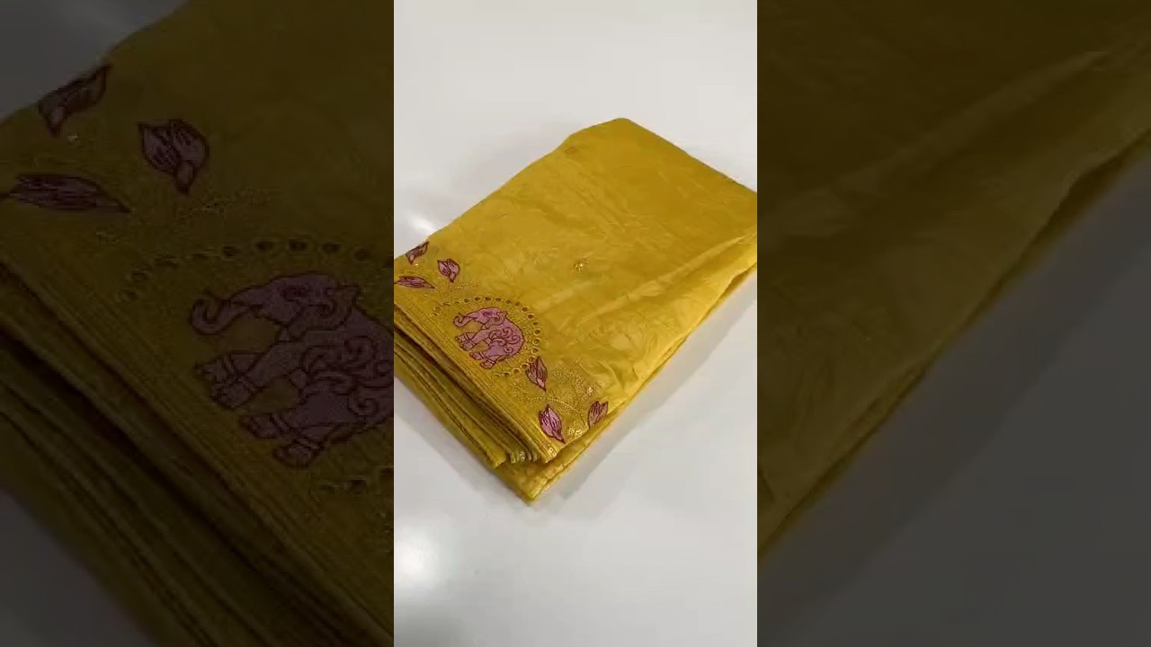 Pure Crush Silk Embroidery Cutwork Border Saree