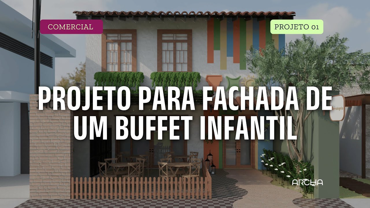 PROJETO de FACHADA para um BUFFET INFANTIL em SÃO PAULO.