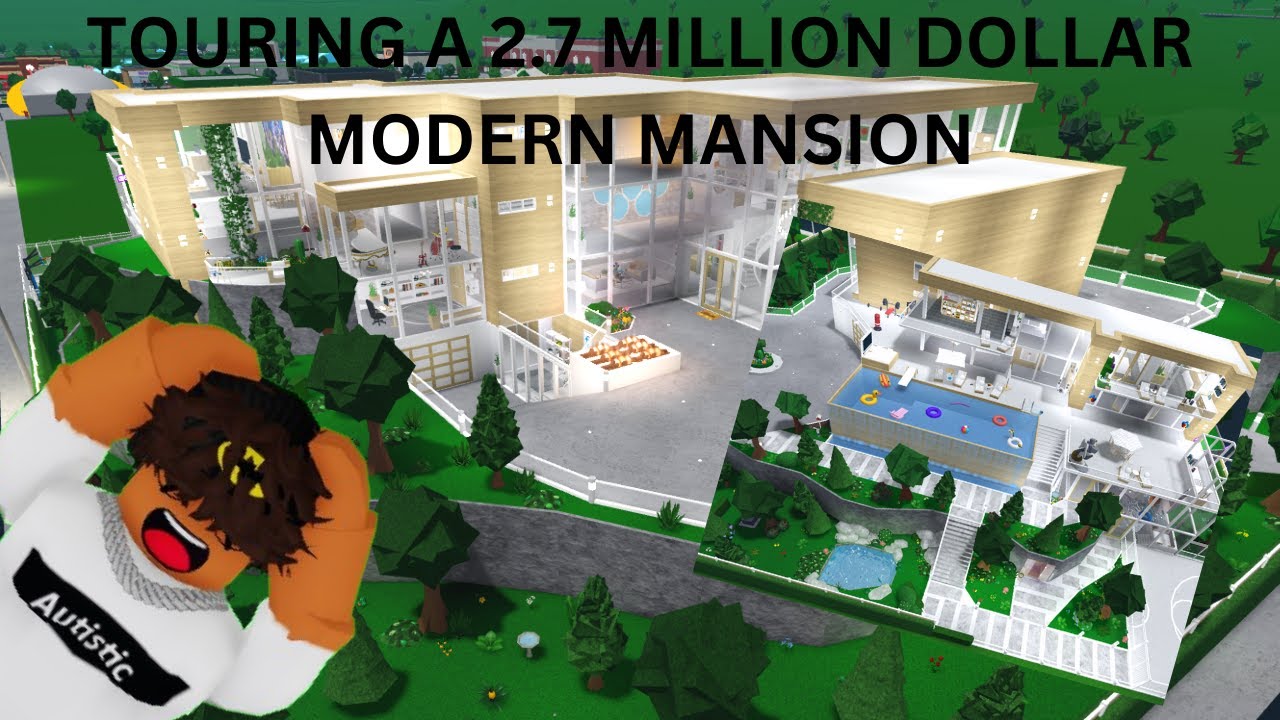 Noob tours 3 Million Dollar Modern Mansion In Bloxburg (ROBLOX) - YouTube