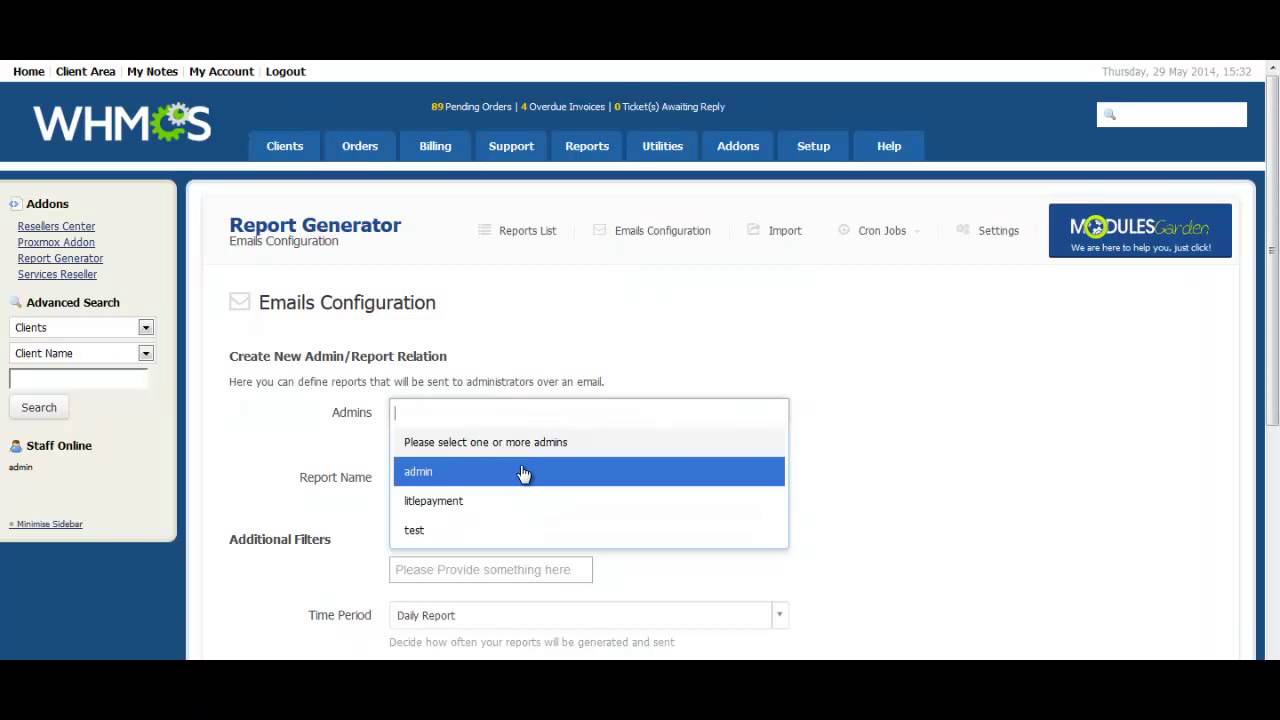 ModulesGarden Report Generator For WHMCS 2.0.0